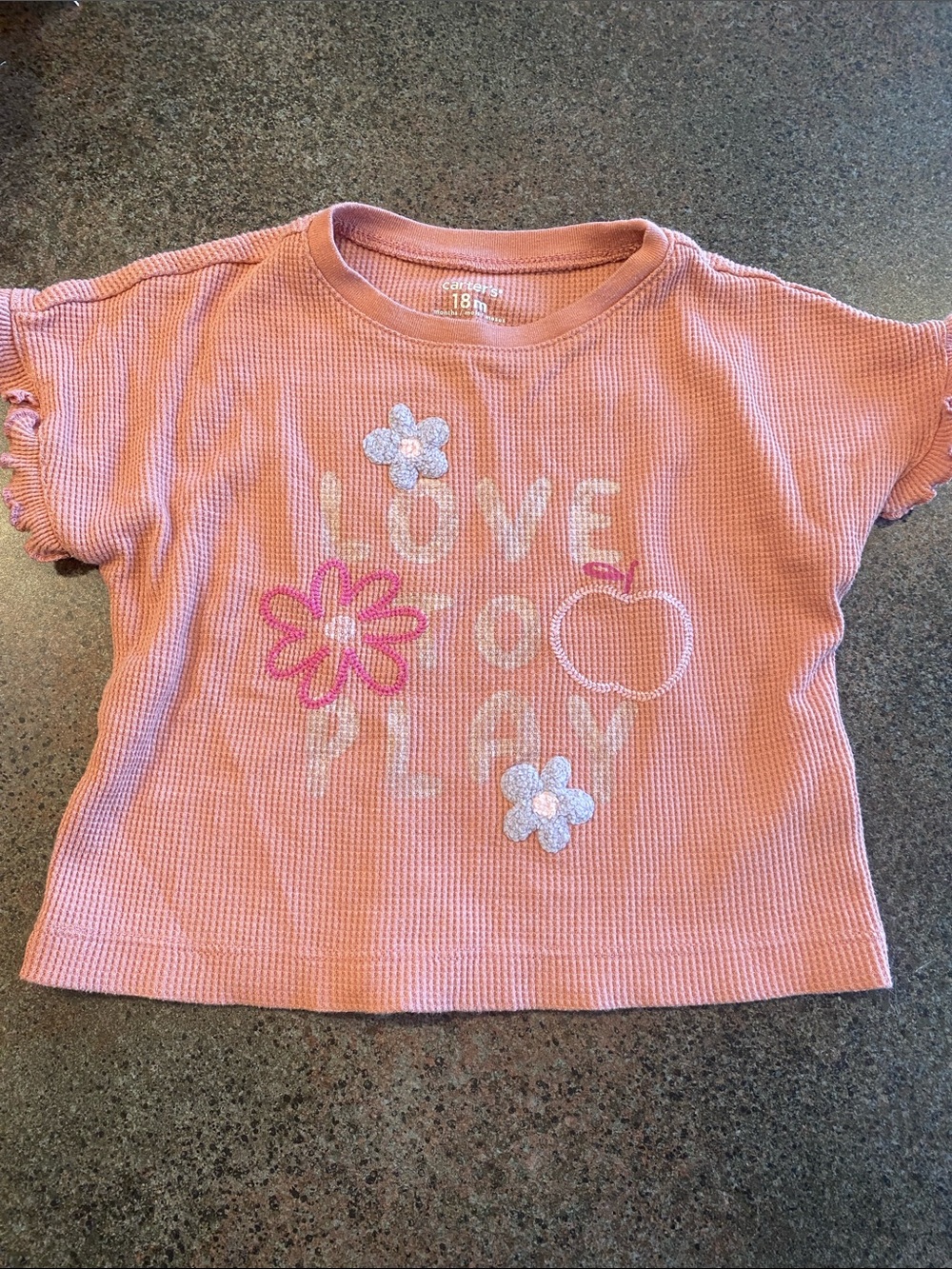 Carter's Pink Waffle Knit 'Love to Play' Short Sleeve Top